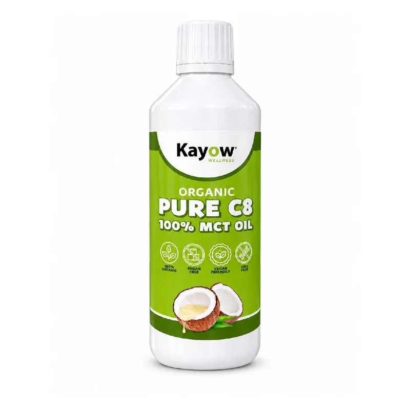 Kayow Nutrition Organic Pure C8 MCT Oil 500ml - 100% C8 Caprylic Acid