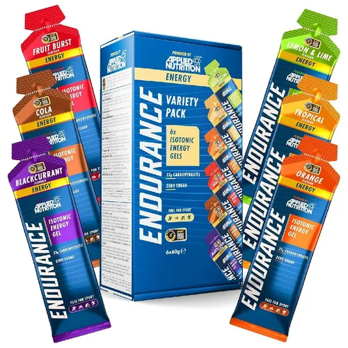 Applied Nutrition ISOTONIC Caffeine-Free Energy Gels Variety Pack – Zero Fat & Sugar, Box of 6 Gels